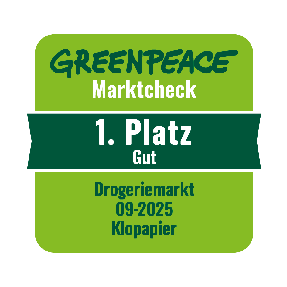 1. Platz im Greenpeace Marktcheck bei Klopapier