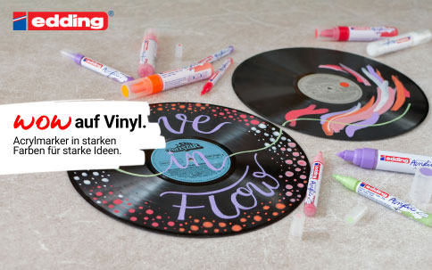 Wow auf Vinyl mit Acrylmarkern von edding in starken Farben für starke Ideen