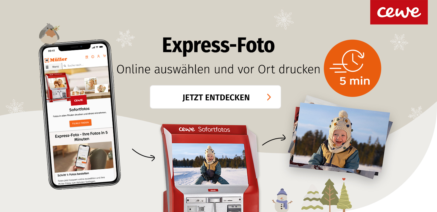 Ihre Last Minute CEWE Fotogeschenke online auswählen und vor Ort drucken