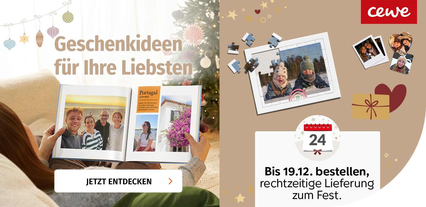Fotogeschenke von CEWE bis 19.12 bestellen und rechtzeitig zum Fest erhalten