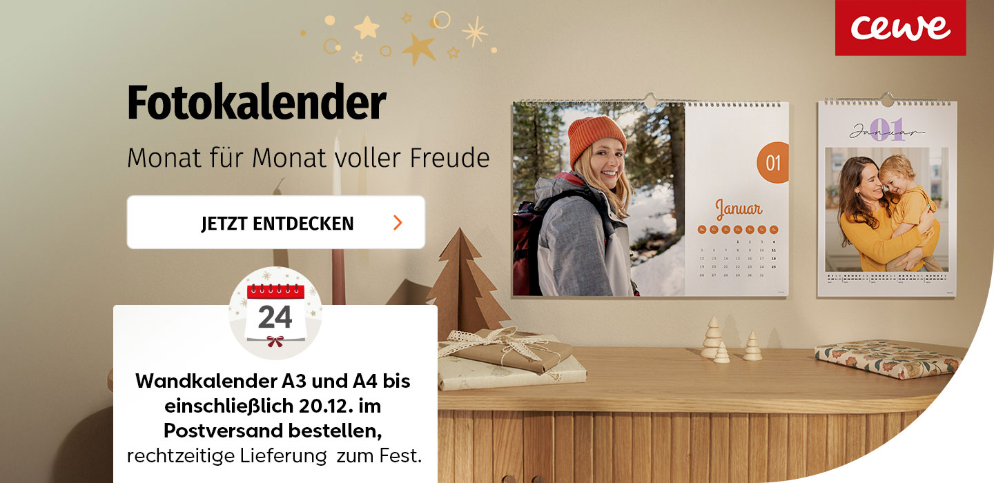 Bestellen Sie Ihren CEWE Fotokalender mit rechtzeitiger Lieferung zum Fest