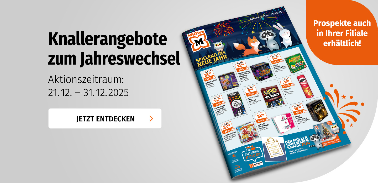 Knallerangebote zum Jahreswechsel bei Müller