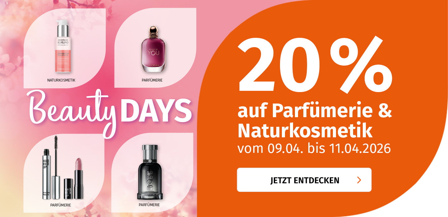 Sparen Sie 20% auf Parfümerie und Naturkosmetik bei den Müller Beauty Days
