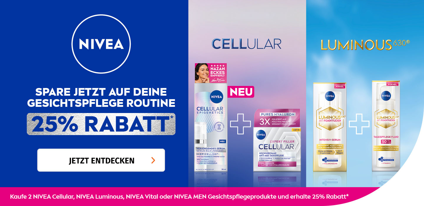 Spare mit NIVEA 25% auf Deine Gesichtspflegeroutine