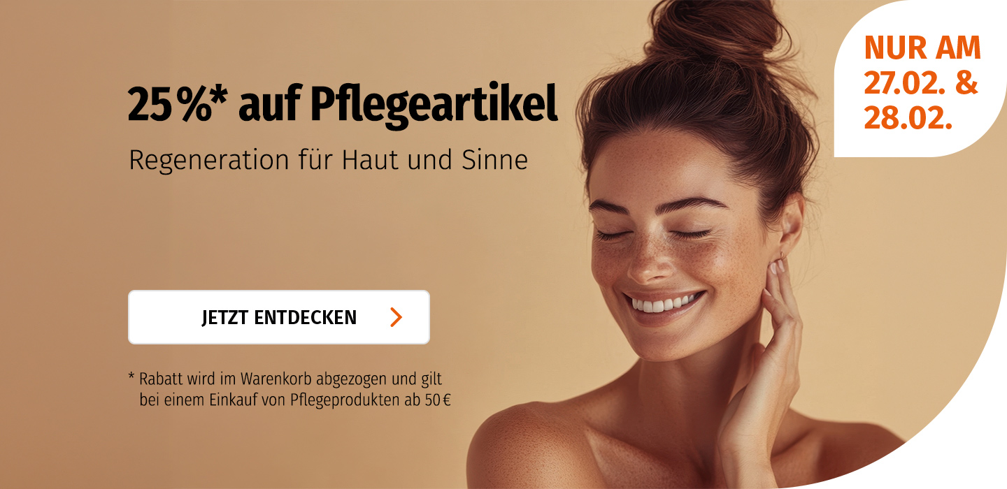 25% Rabatt auf Pflegeartikel bei einem Einkauf von Pflegeprodukten ab 50 €