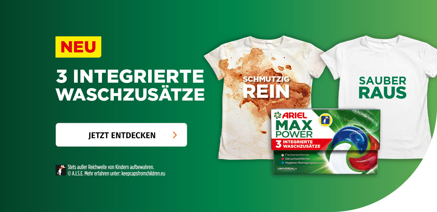 Strahlend saubere Wäsche mit der Ariel Max Power