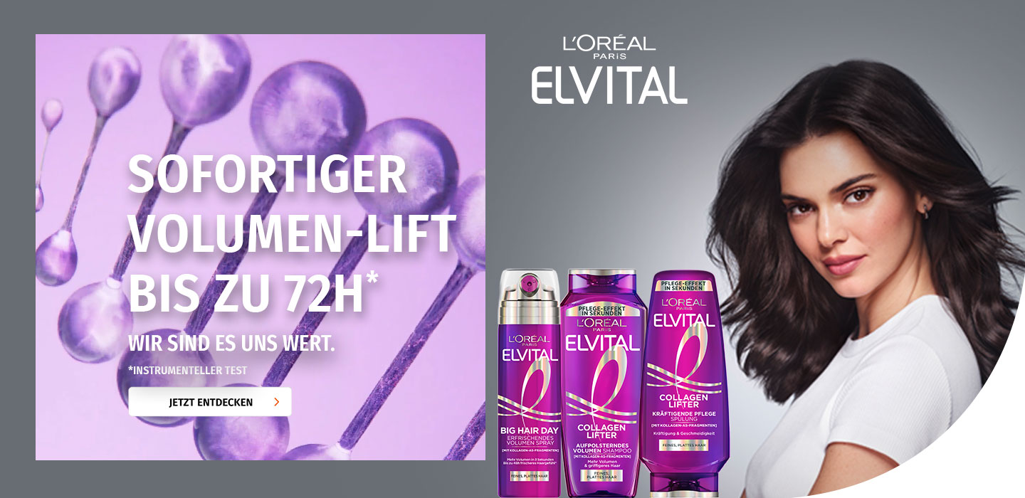 Sofortiges Volumen bis zu 72h mit der Elvital Collagen Lifter Haarpflege-Routine