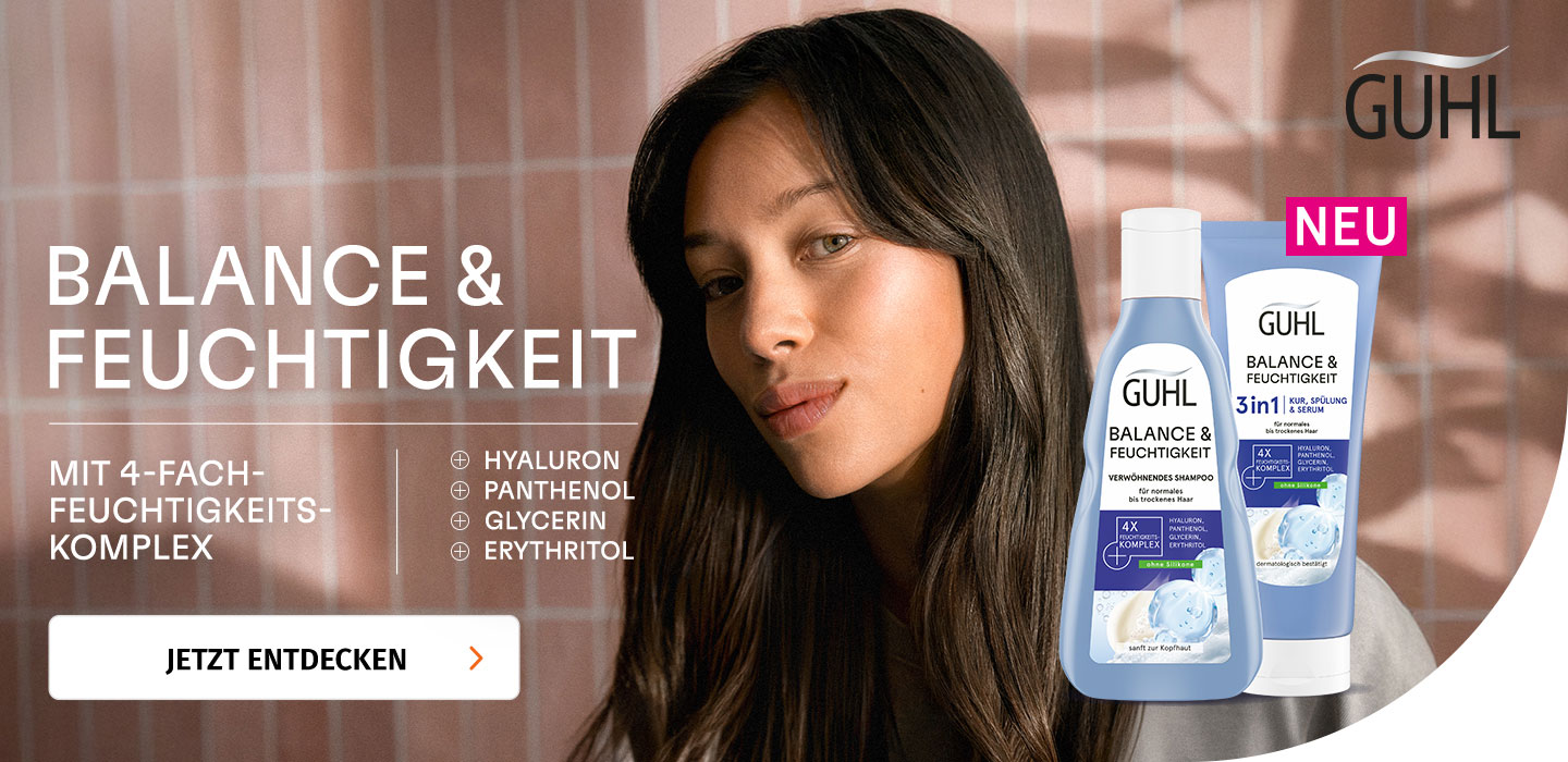 4x Feuchtigkeits-Komplex für Ihre Haare mit Guhl Balance & Feuchtigkeit