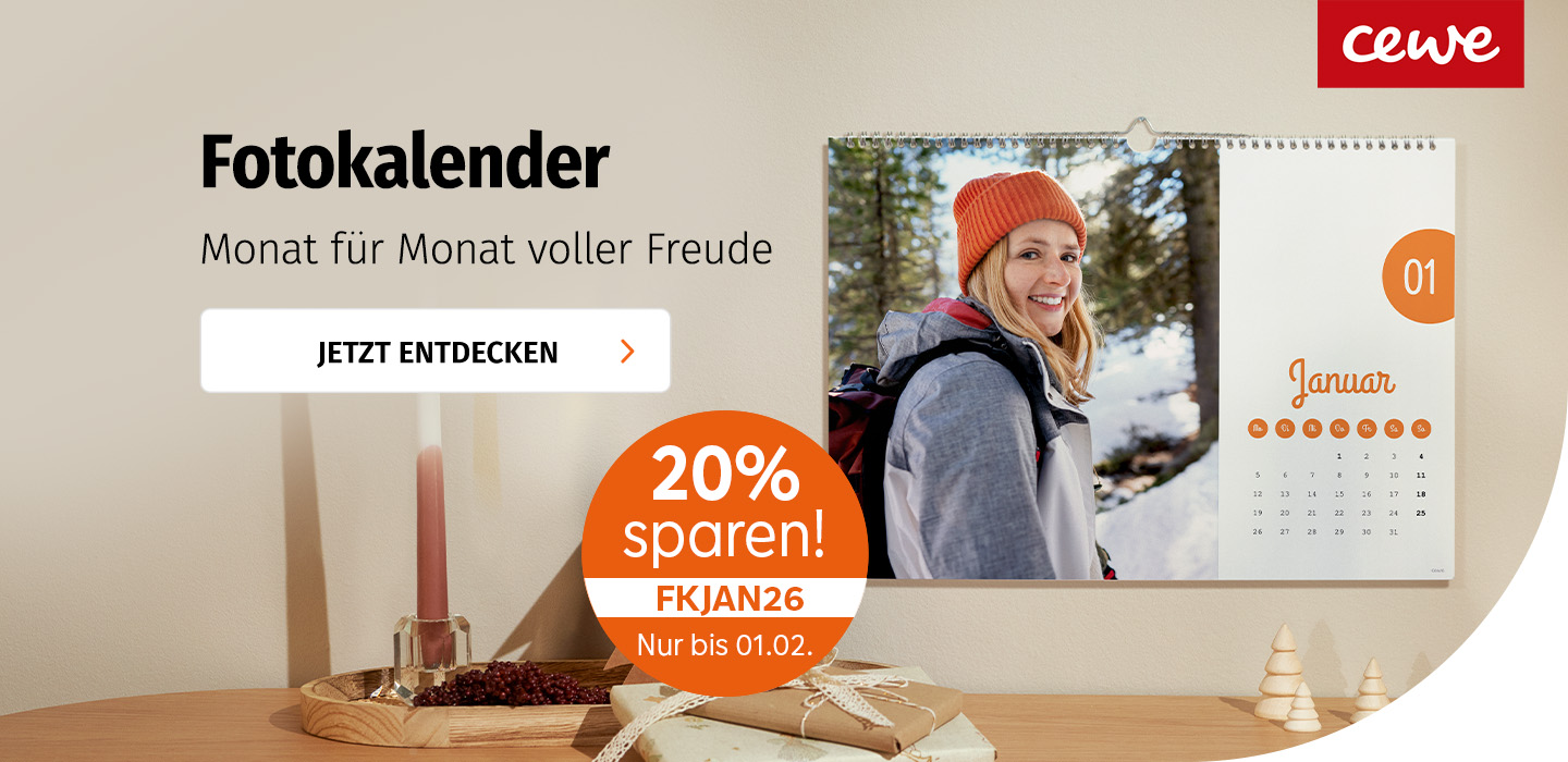 20% Rabatt auf CEWE Fotokalender im Müller Fotoservice