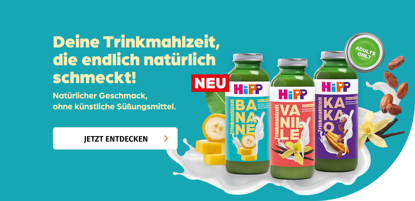 Trinkmahlzeiten von HiPP: Natürlicher Geschmack, ohne künstliche Süßungsmittel