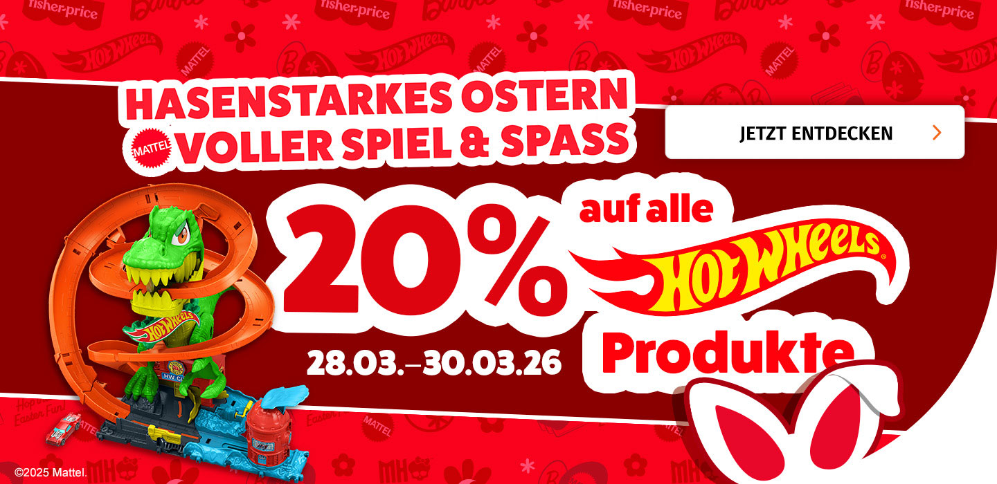20% auf alle Hot Wheels Produkte vom 28.03. bis 30.03.
