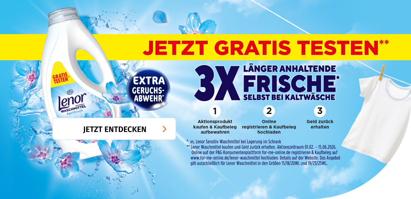 Testen Sie die 3x längere Frische von Lenor jetzt gratis