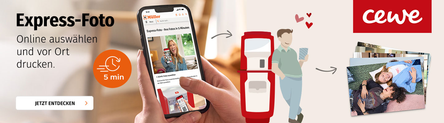 CEWE Express-Fotos: Online auswählen und vor Ort in der Filiale drucken