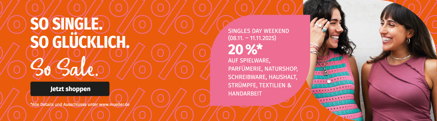 Sparen Sie mit tollen Rabatten zum Singles Day bei Müller