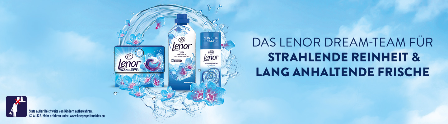 Gewinnen Sie mit etwas Glück 1 von 10 DREAM-TEAM Paketen von Lenor!