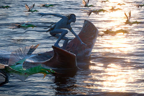Navii auf Wesen im Wasser