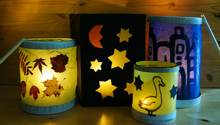 Martinslaternen mit verschiedenen Motiven