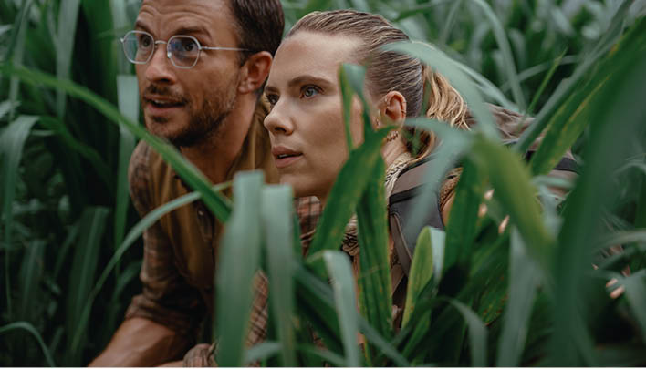 Zwei Personen verstecken sich im hohen Gras