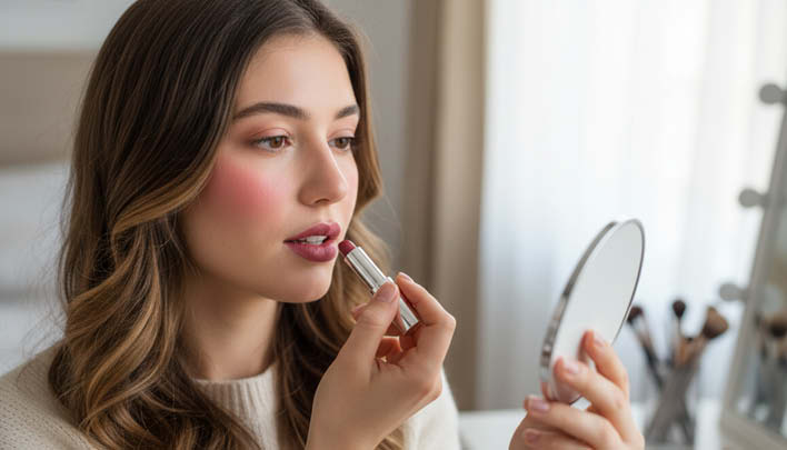 Frau schminkt sich