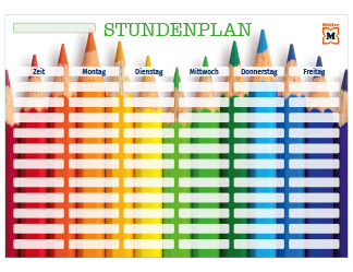 Stundenplan mit Buntstiften zum Download