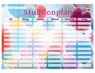 Stundenplan mit Luftballons zum Download