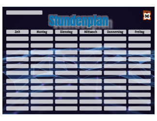 Schwarzblauer Stundenplan zum Download