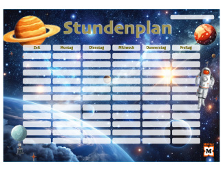 Stundenplan mit Planeten und Astronauten zum Download