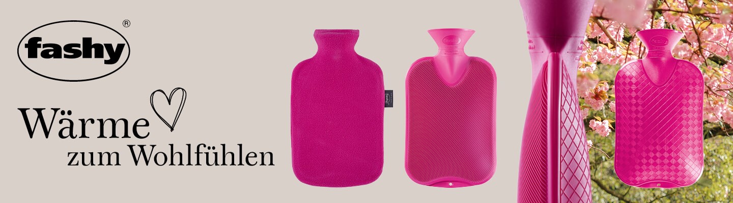 fashy Markenbanner Neuheiten pinke Wärmflaschen