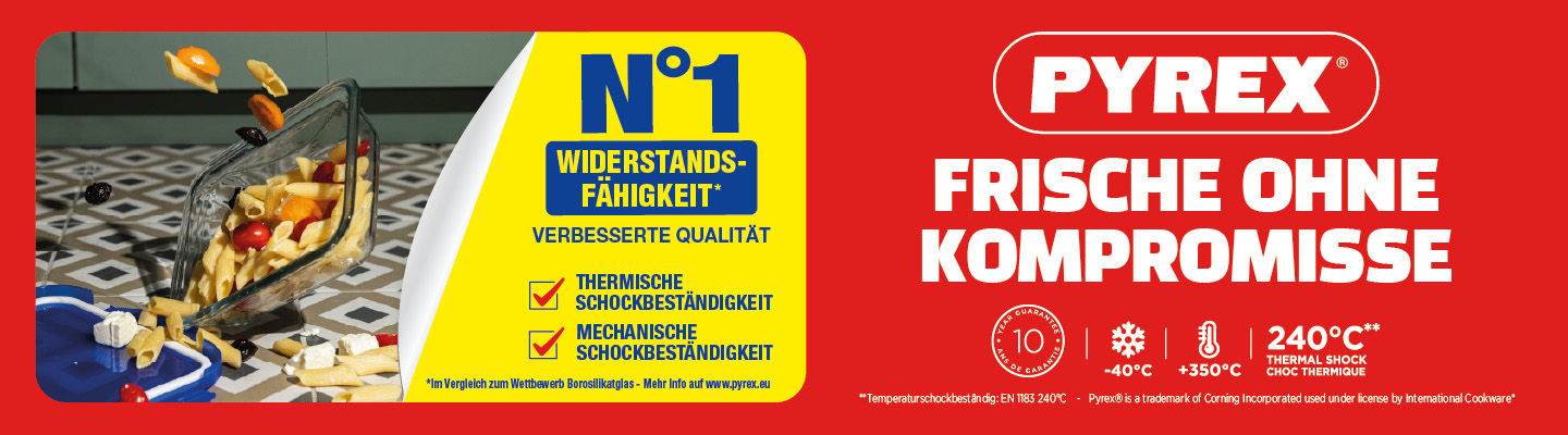 Pyrex Informationsbanner Aufbewahrung