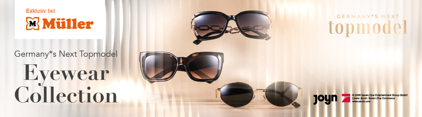 GNTM Themenbanner Sonnenbrillen exklusiv bei Müller
