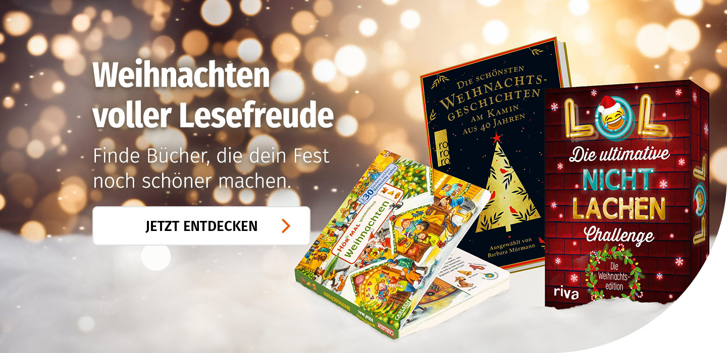 Banner mit Büchern und Spielen zur Weihnachtszeit