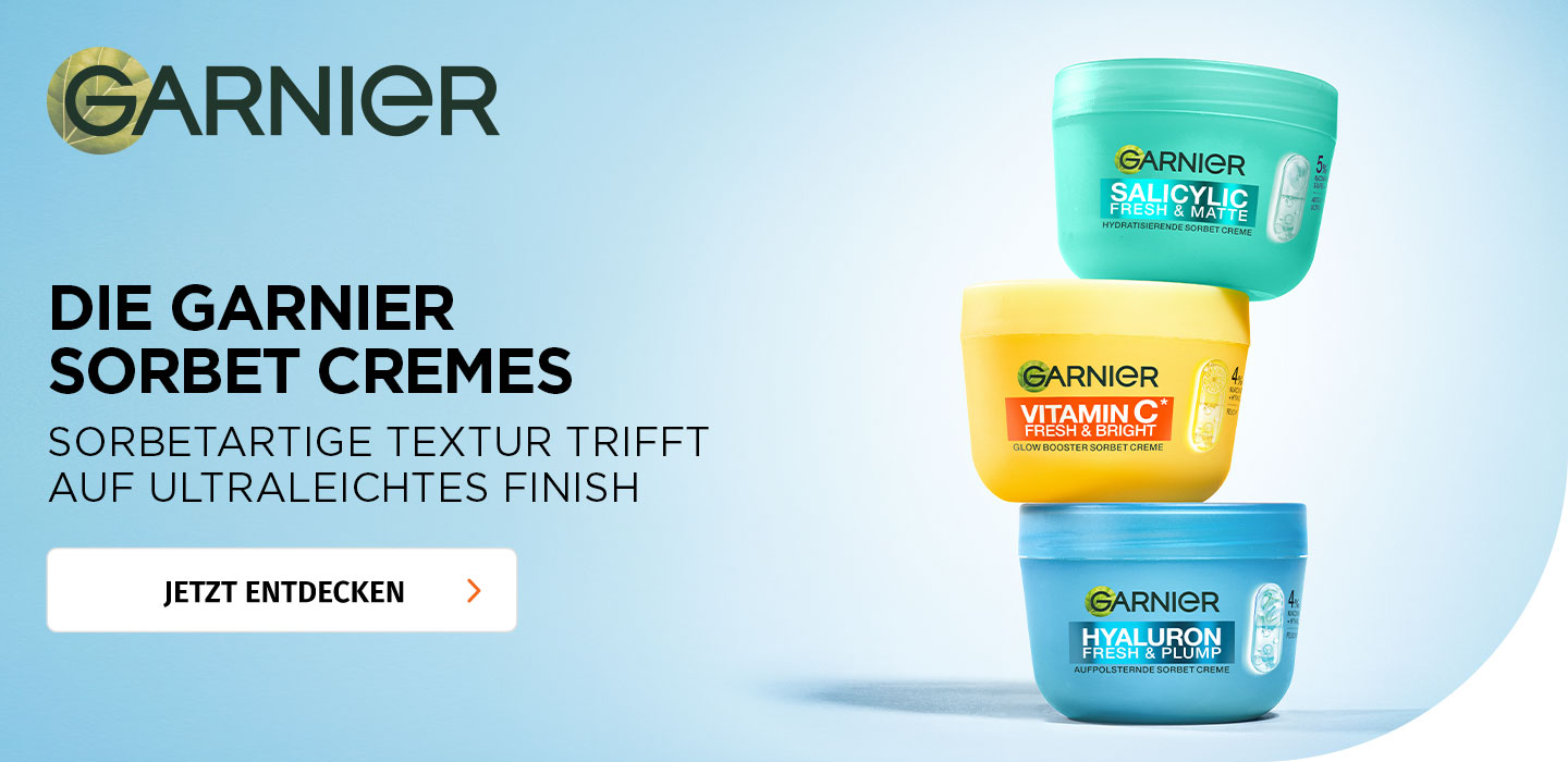 Garnier Sorbet Cremes mit ultraleichtem Finish in drei verschiedenen Sorten