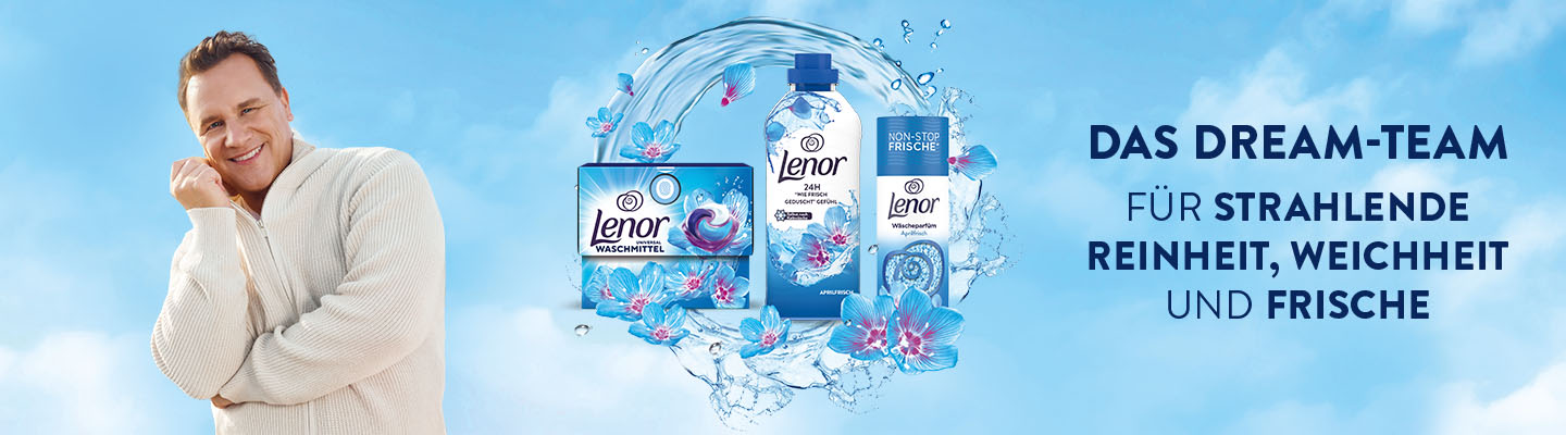 Lenor Dream-Team – Waschmittel, Weichspüler und Wäscheparfüm für strahlende Reinheit, Weichheit und Frische.