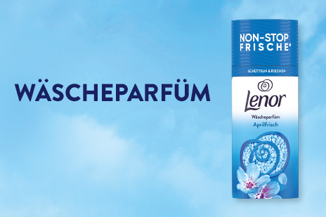 Lenor Wäscheparfüm Aprilfrisch – Non-Stop Frische für langanhaltend duftende Wäsche.
