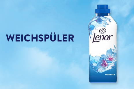 Lenor Weichspüler – spürbar weiche Wäsche und langanhaltende Frische mit Aprilfrisch-Duft.