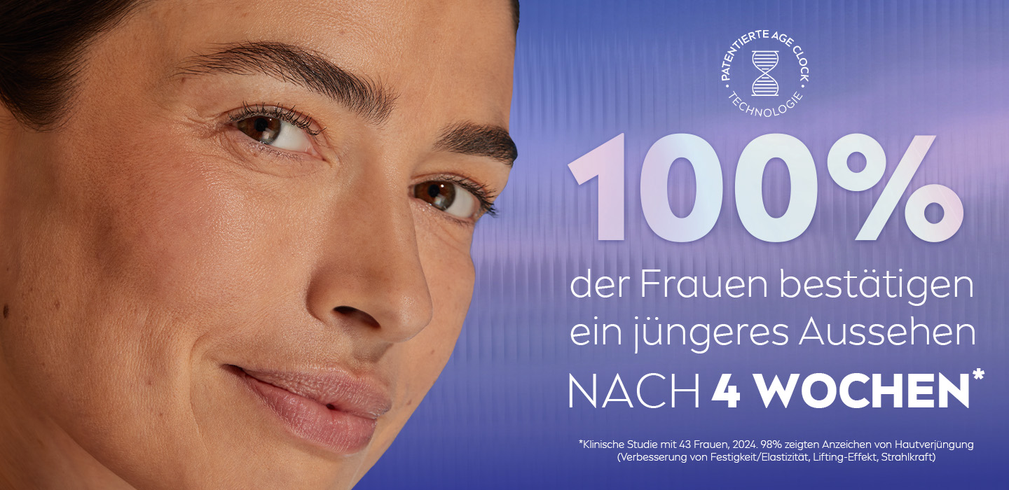 Banner mit Werbetext zu Hautverjüngung nach 4 Wochen