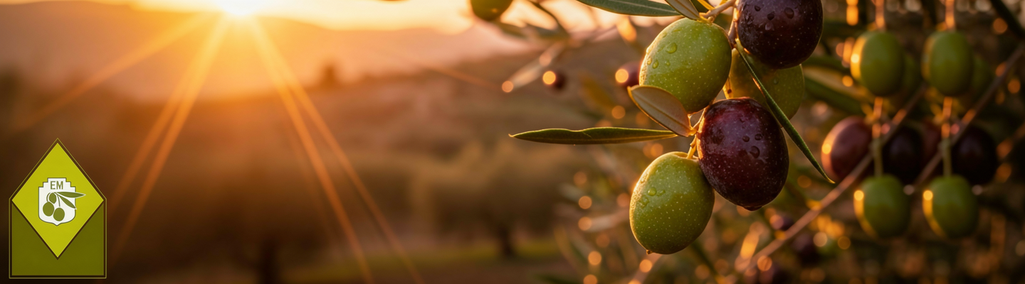 Olivenplantage in Mallorca bei Sonnenuntergang