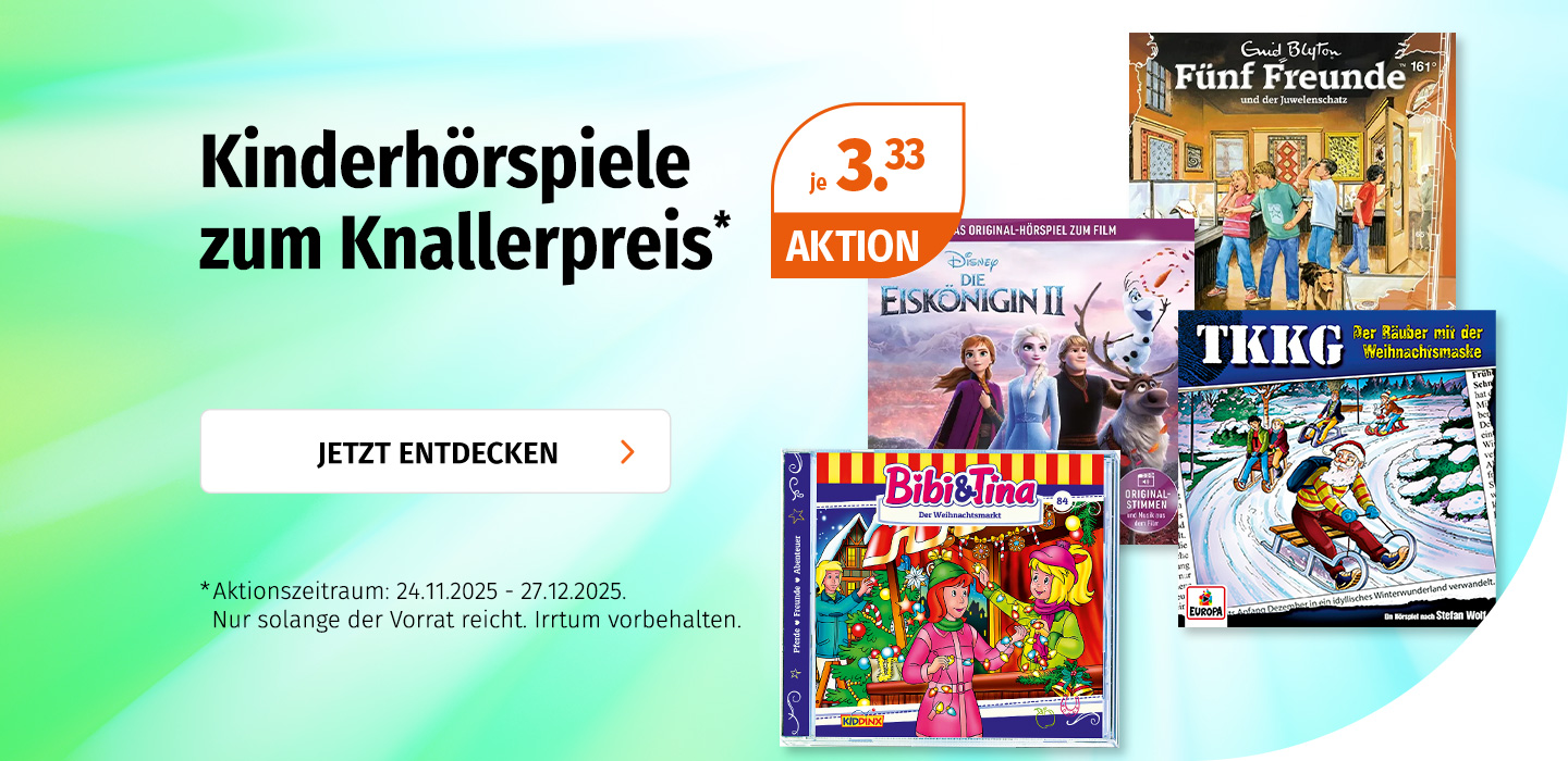 Banner mit Kinderhörspiele zum Knallerpreis von je 3,33 Euro