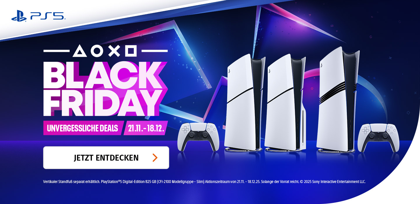 Banner mit Sony Black Friday unvergessliche Deals Konsolen