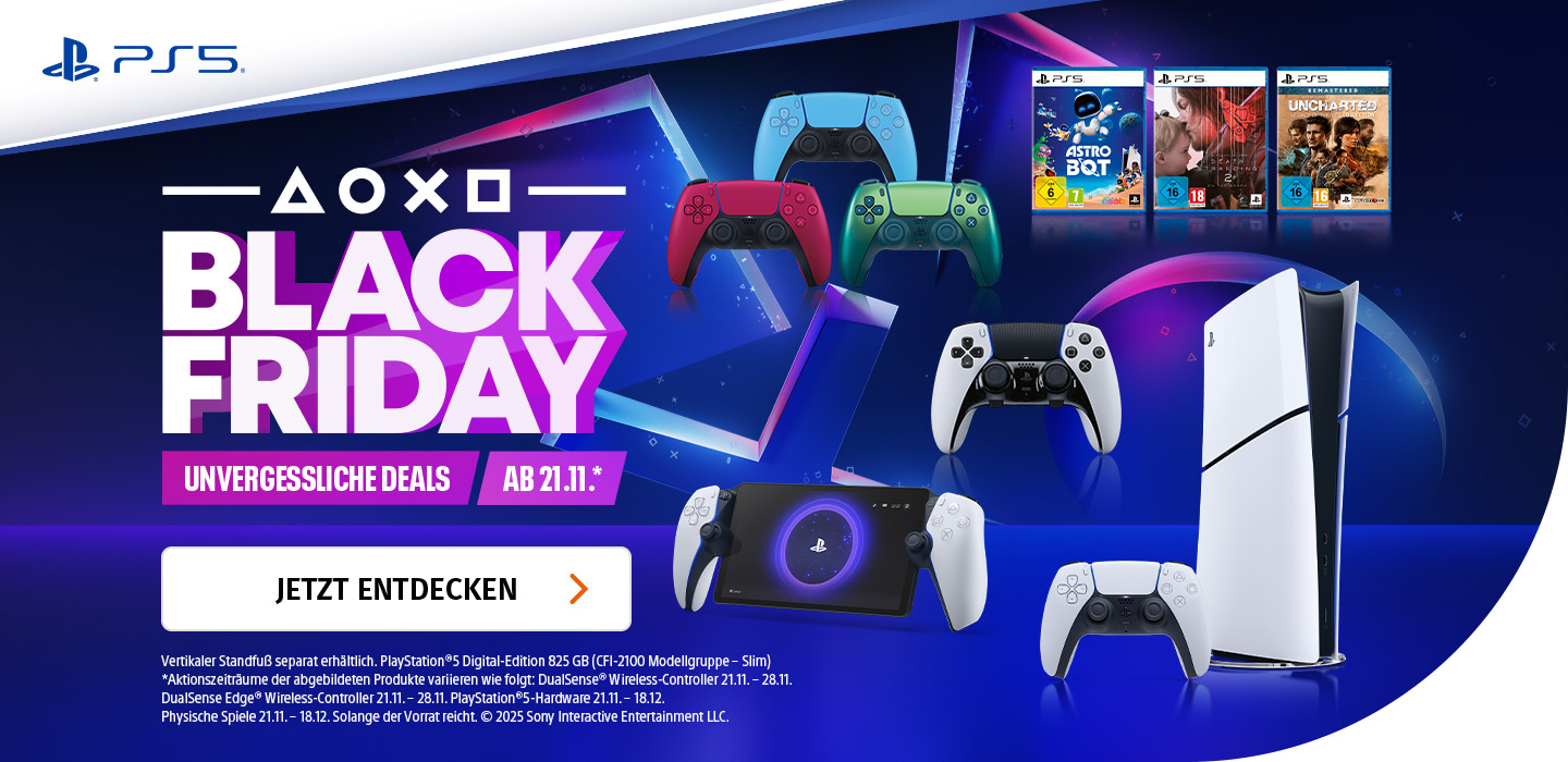 Banner mit Sony Black Friday Unvergessliche Deals