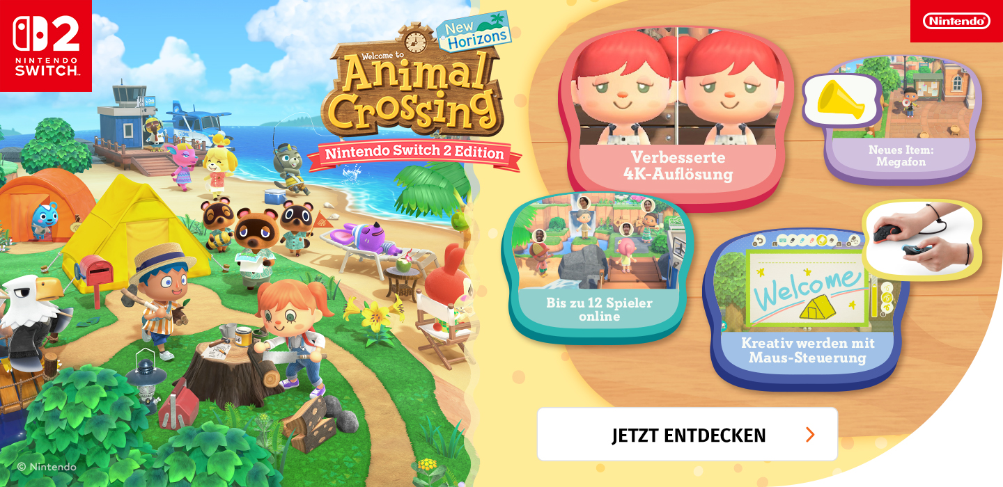 Banner mit Animal Crossing für Nintendo Switch 2