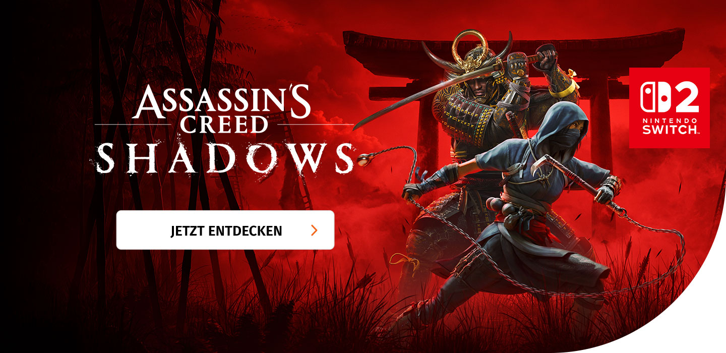 Banner mit Assassins Creed Shadows Nintendo Switch 2