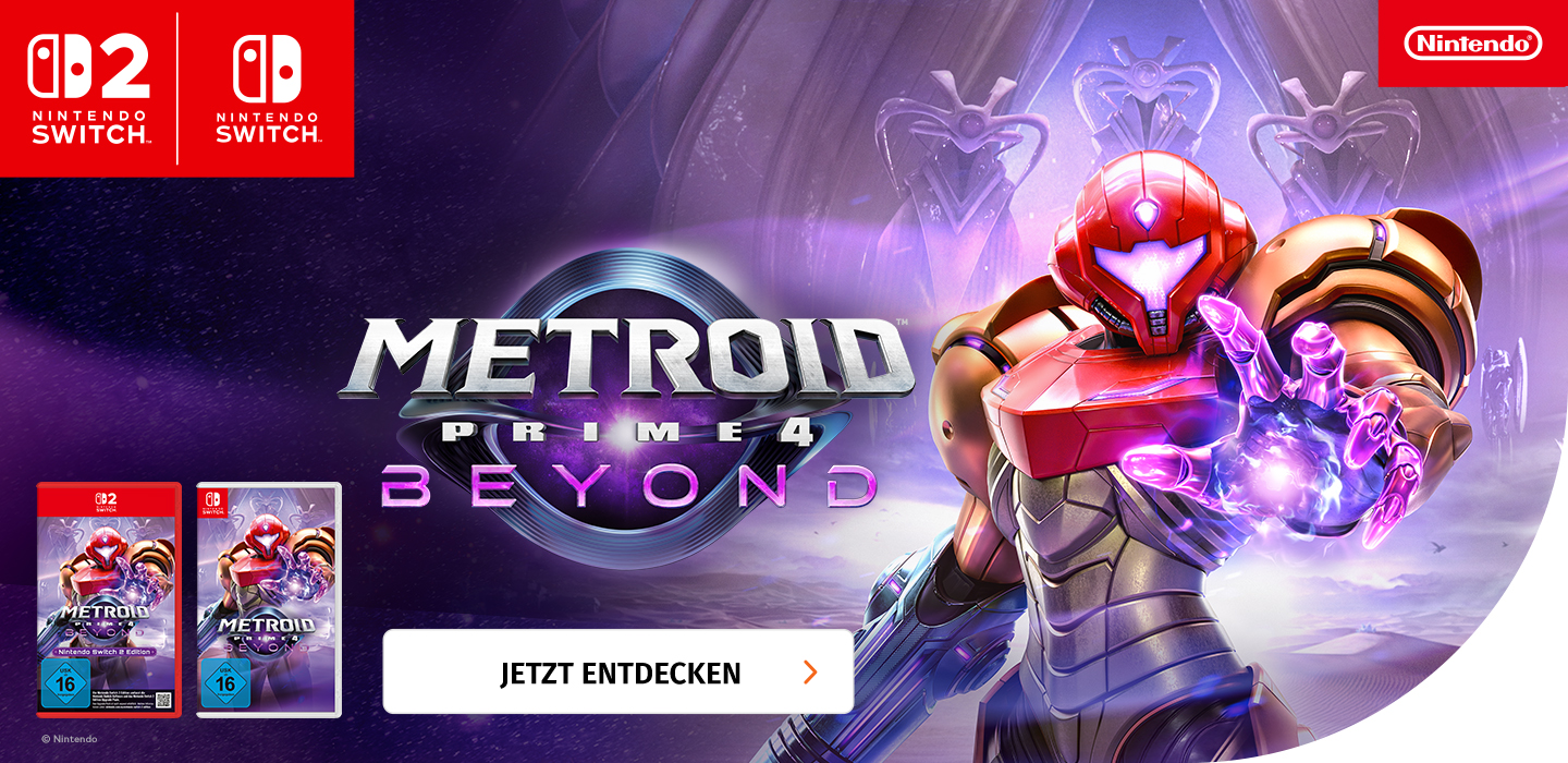 Banner mit Metroid Prime 4 Beyond Switch und Switch 2