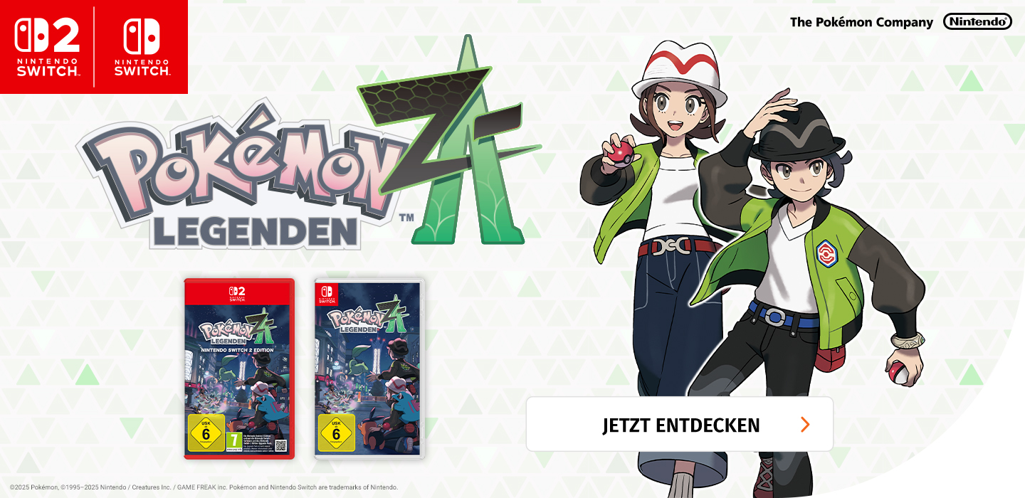 Banner mit Pokemon Legenden ZA Nintendo Switch und Switch 2 Version