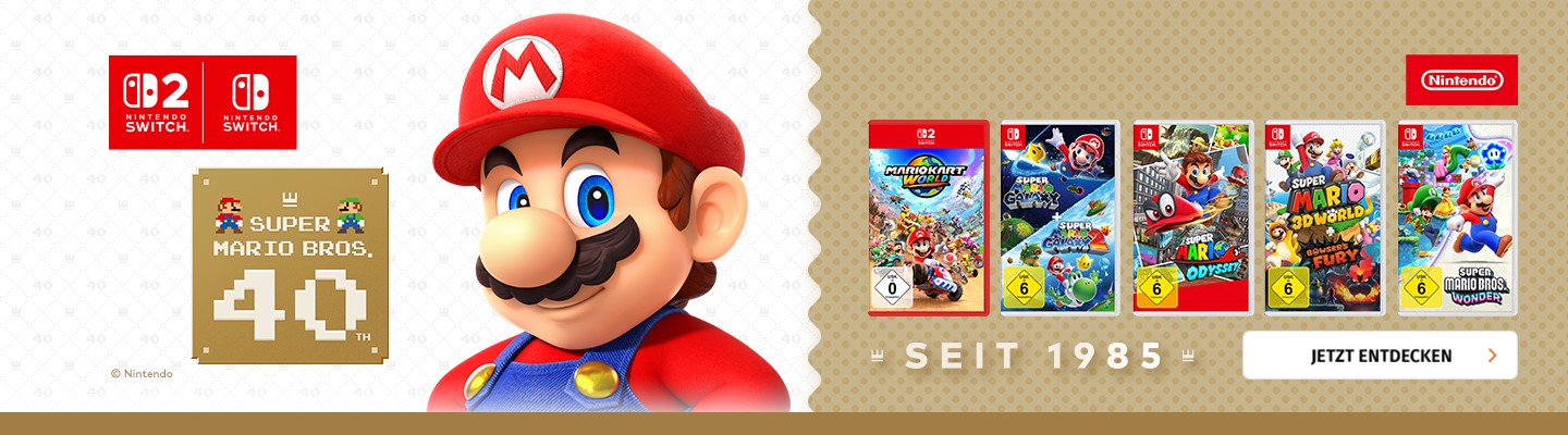 Banner mit 40 Jahre Mario Jetzt entdecken
