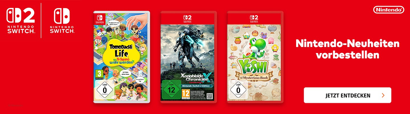 Banner mit Nintendo-Neuheiten zum vorbstellen