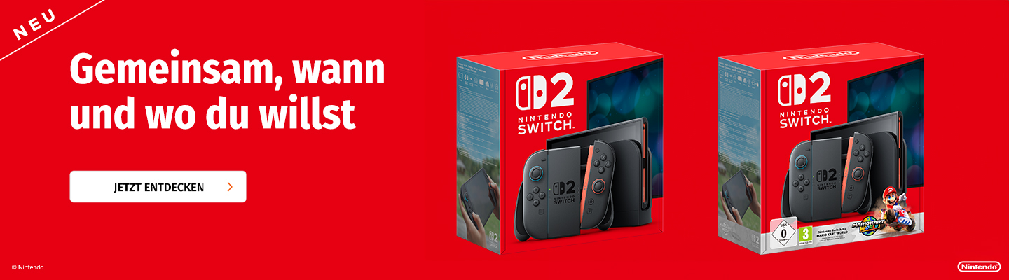 Banner mit Nintendo Switch 2 Konsolen