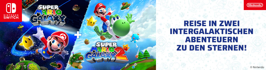 Banner mit Nintendo SWitch Super Mario Galaxy und Super Mario Galaxy 2