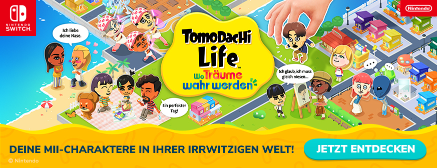 Banner mit Tomodachi Life Jetzt entdecken
