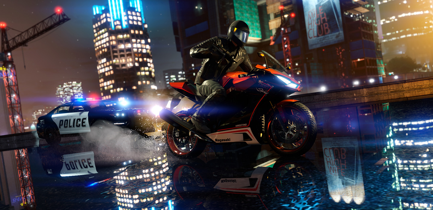 Banner mit Szene aus GTA 5 Verfolgungsjagd